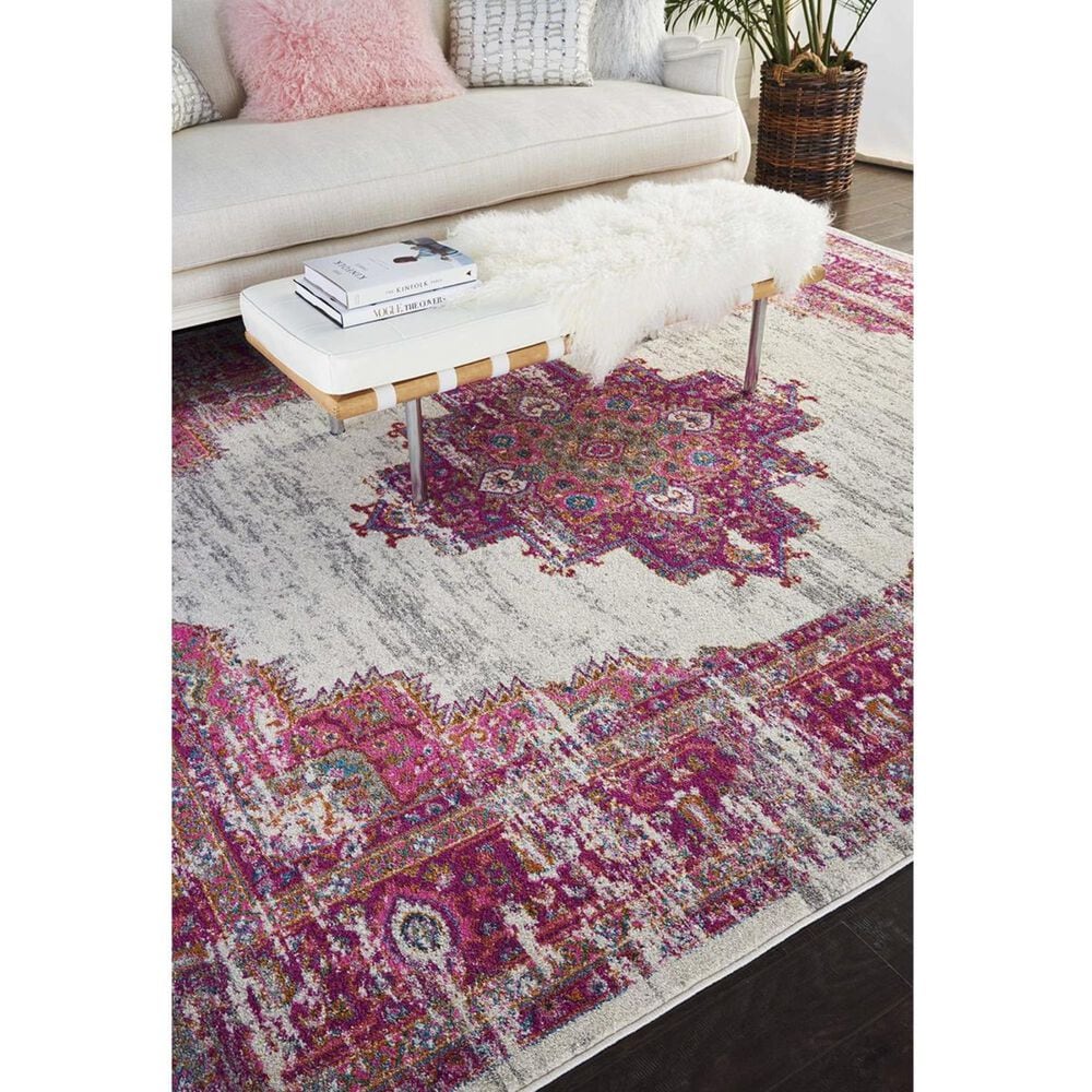 Nourison Passion PSN03 6&#39;7&quot; x 9&#39;6&quot; Ivory and Fuchsia Area Rug, , large