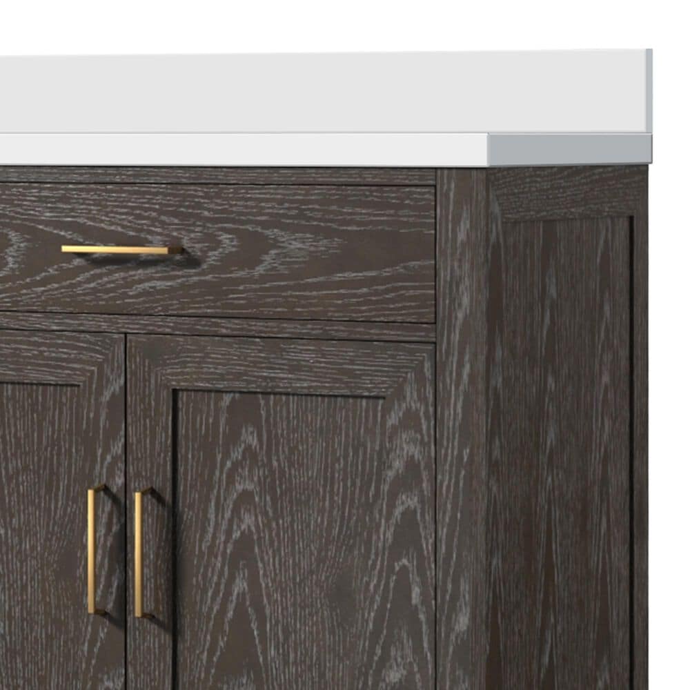 Lexora Home Abbey 36&quot; Single Bathroom Vanity in Brown Oak with 2 cm White Quartz Top and Rectangular Sink, , large