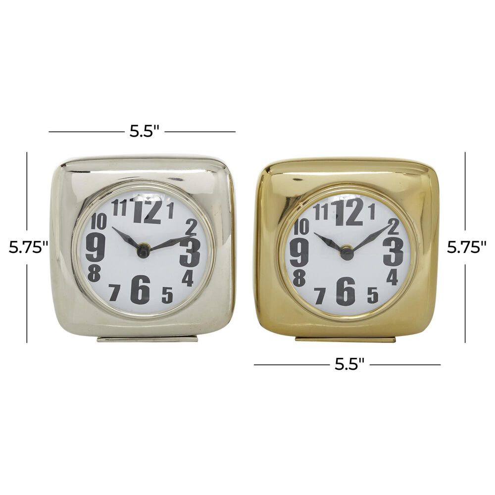 Maple and Jade Square Contemporary Table Clock in Silver and Gold &#40;Set of 2&#41;, , large