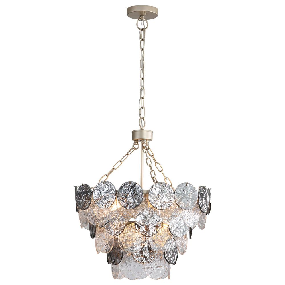 Golden Lighting Cascada 3-Tier 8-Light Pendant with Smoke Plated Glass Shade in Aegean Silver, , large