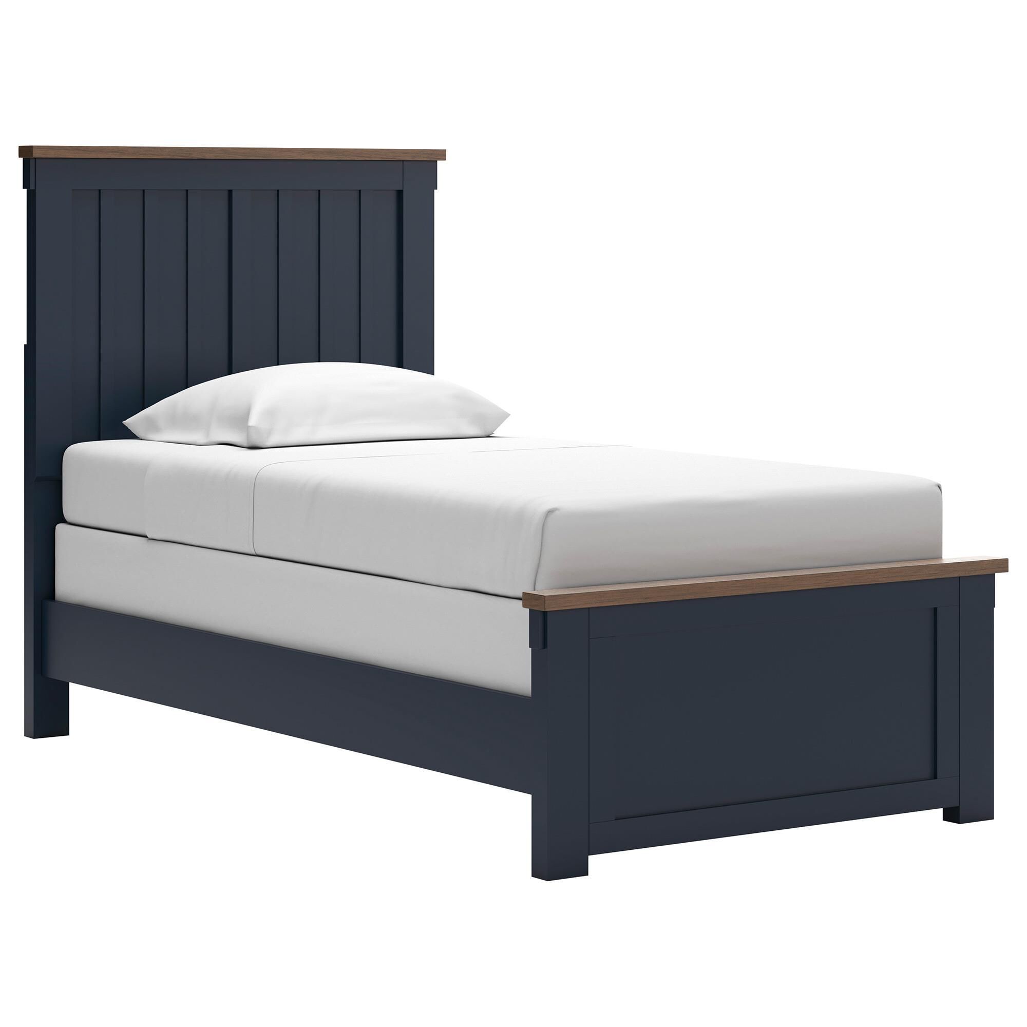 Ashley Landocken Twin Panel Bed in Brown and Blue