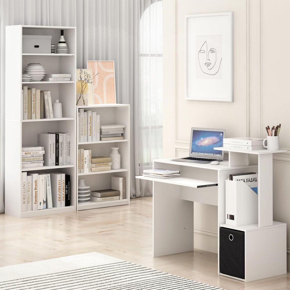 HOMLUX 5-Tier Display Bookshelf with Adjustable Shelves in White, , large