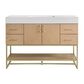 37B Mauri 48" Single Bathroom Vanity with Metal Base in Warm Oak with High-Profile 4" White Composite Stone Top, , large