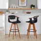 Lumisource Oracle Swivel Barstool with Black Cushion in Walnut and Black, , large