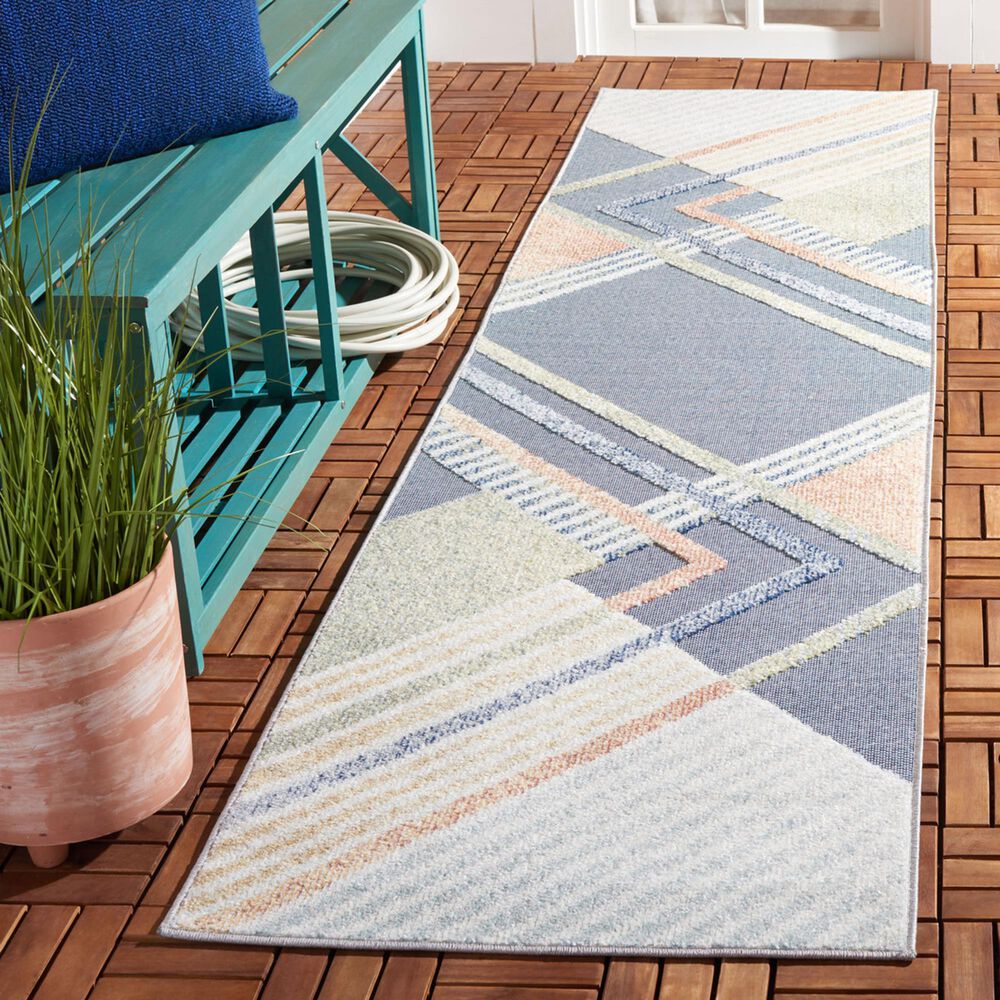 Safavieh Sarasota 2&#39;3&quot; x 9&#39; Blue and Light Green Indoor/Outdoor Runner, , large