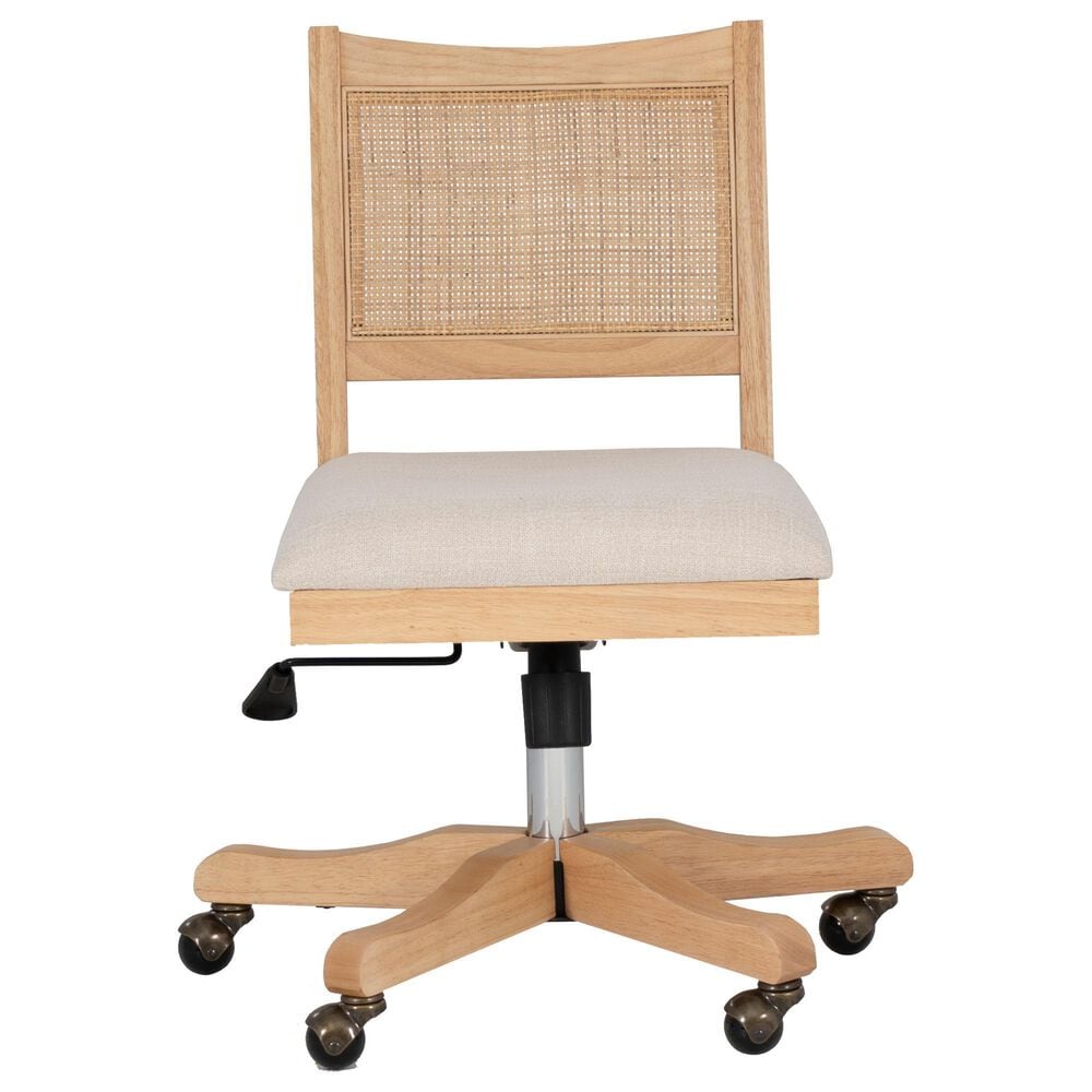 Linon Home Decor Bauer Swivel Office Chair with Cream Cushion in Natural, , large