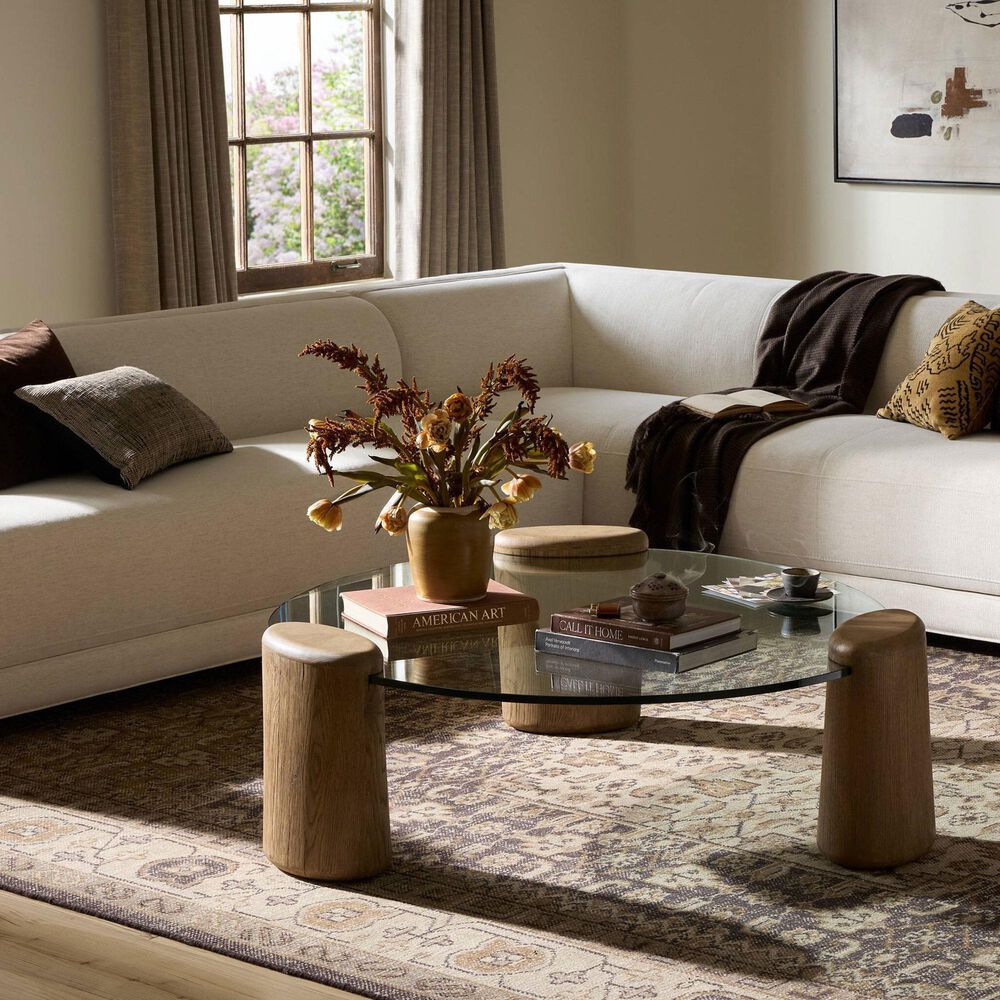 Four Hands Juno Coffee Table in Drifted Oak and Clear, , large