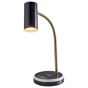 Adesso Shayne LED Wireless Charging Desk Lamp in Black and Antique Brass, , large