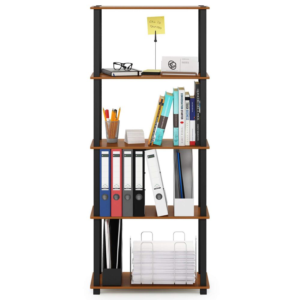 HOMLUX 5-Tier Display Rack in Light Cherry and Black, , large