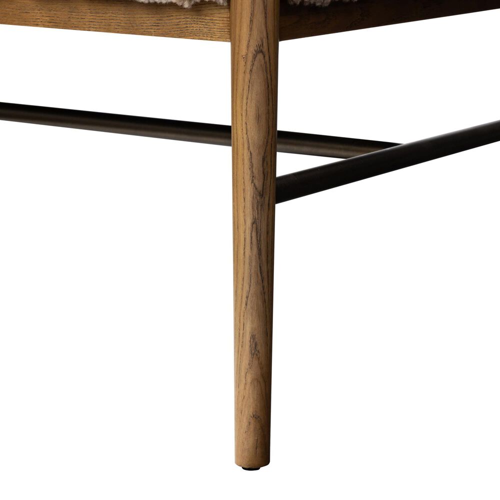 Four Hands Demi Accent Bench in Beige Shearling, , large