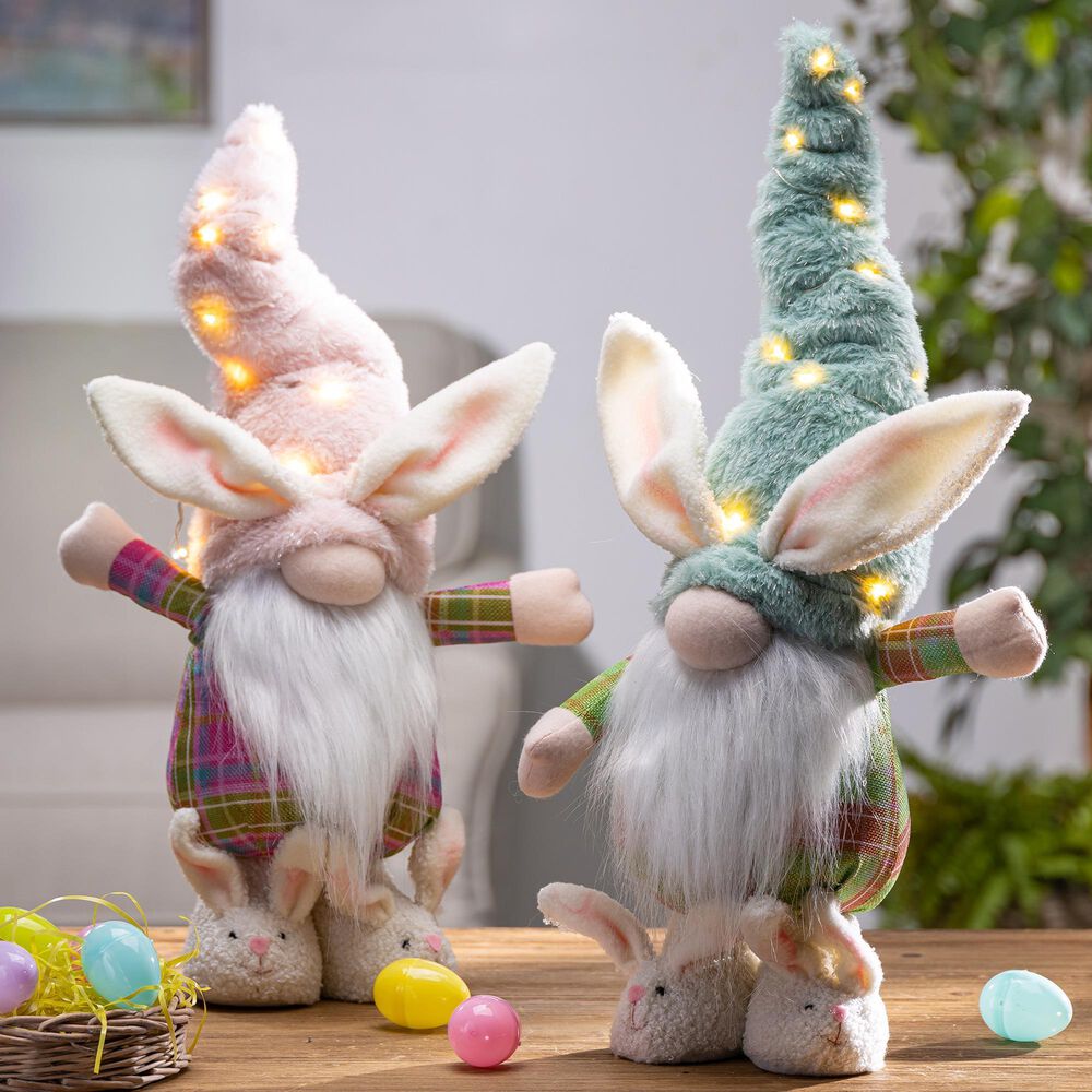 The Gerson Company 17" Standing Easter Bunny in Multicolor (Set of 2), , large