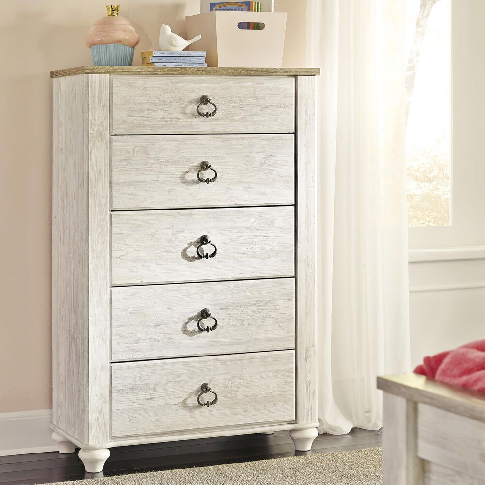 Ashley Willowton 5-Piece King Bedroom Set in Whitewash, , large