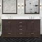 Lexora Home Dukes 72" Double Bathroom Vanity in Espresso with 2 cm White Cultured Marble Top and Rectangular Sinks, , large