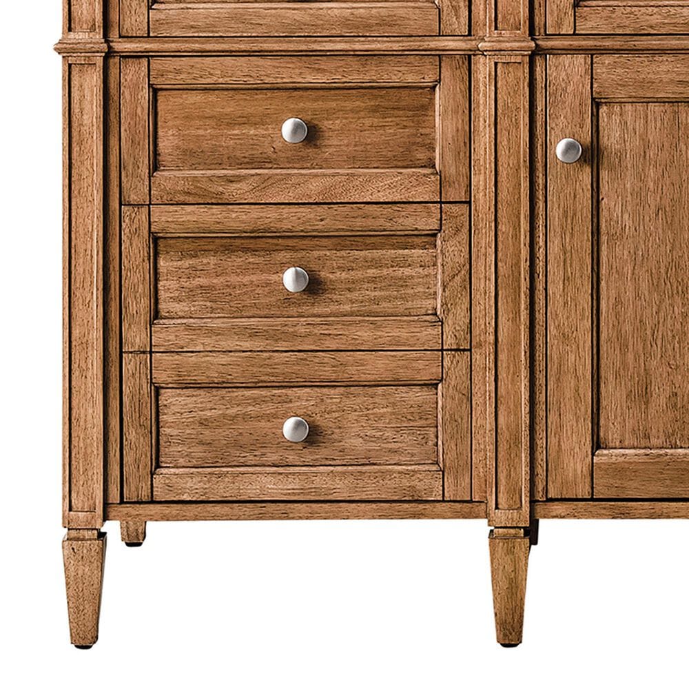 James Martin Vanities Brittany 60&quot; Single Bathroom Vanity in Saddle Brown with Single Hole 3 cm White Zeus Quartz Top and Rectangular Sink, , large