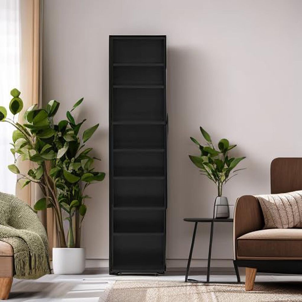 HOMLUX 8-Tier Multimedia Storage Tower with Adjustable Shelves in Espresso, , large