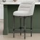 Armen Living Eunice Swivel Counter Height Stool with Ivory Upholstery in Antique Pewter, , large