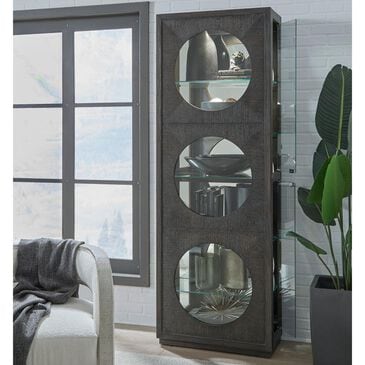 Chapel Hill Circle Front Curio Cabinet with LED Lighting in Brown, , large