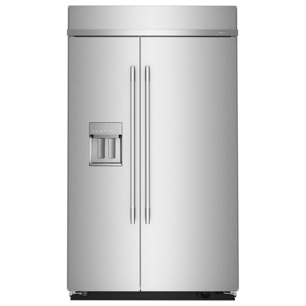 KitchenAid 29.4 Cu. Ft. Built-In Side-by-Side Refrigerator with Exterior Water and Ice Dispenser in PrintShield Stainless Steel, , large