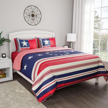 Timberlake Lavish Home 2-Piece Twin XL Glory Bound Quilt Set in Red, White, Blue, , large