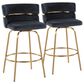 LumiSource Cinch 26" Swivel Counter Stool with Black Upholstery in Gold (Set of 2), , large