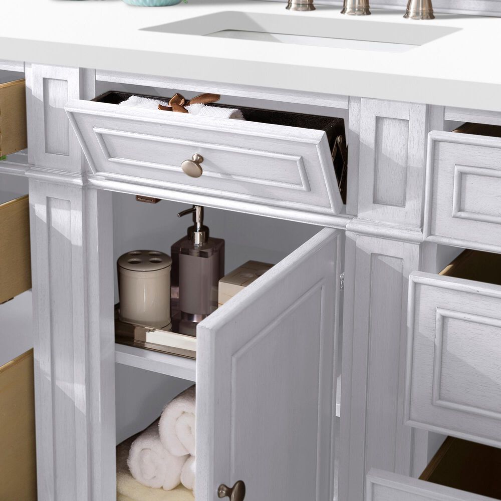 James Martin Vanities Bristol 30" Single Bathroom Vanity in Bright White with 3 cm White Zeus Quartz Top and Rectangular Sink, , large