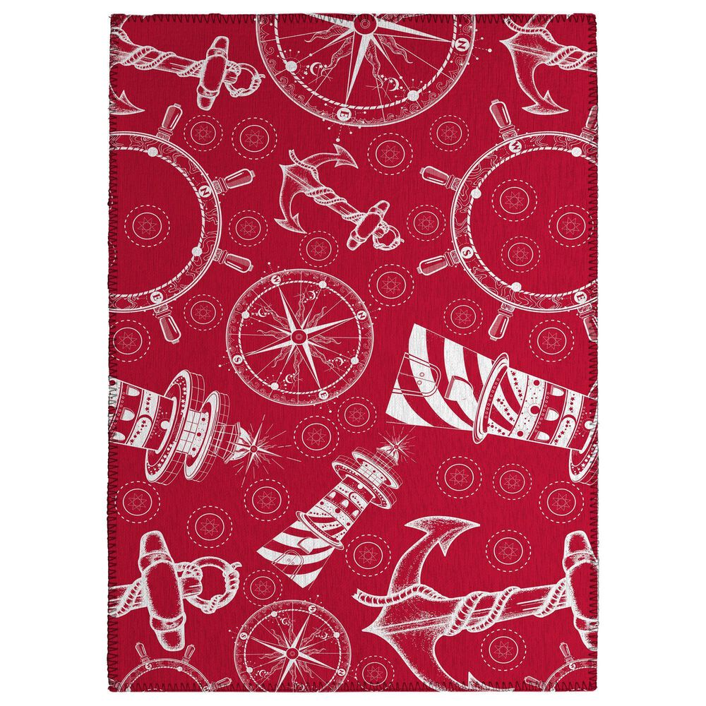 Dalyn Rug Company Harbor Nautical 2"6" x 3"10" Red Indoor/Outdoor Area Rug, , large