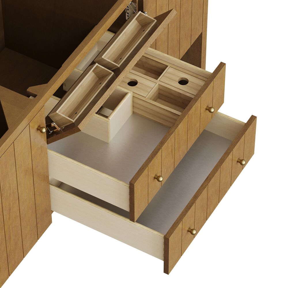 James Martin Hudson 60" Single Bathroom Vanity in Honey Oak with 3 cm Victorian Silver Silestone Top, Rectangular Sink and FreePower Wireless Charger, , large