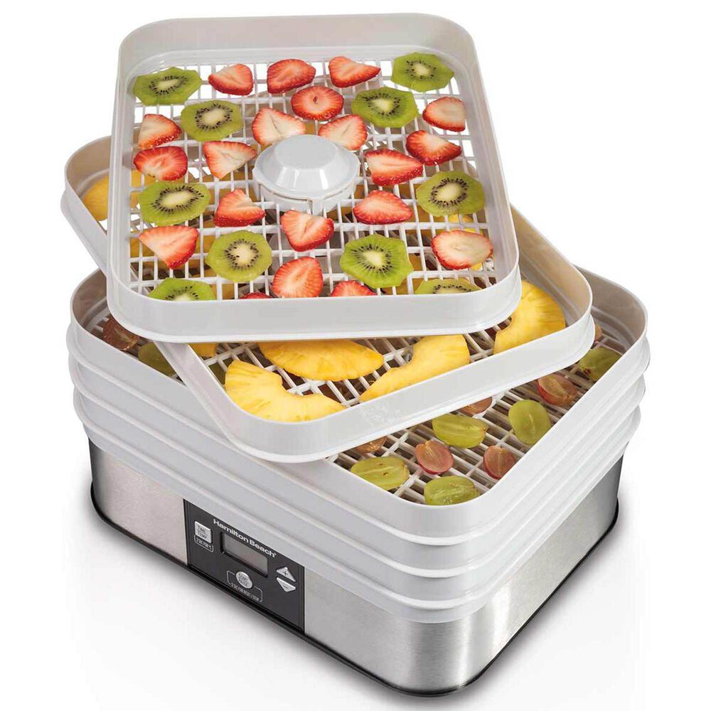 Hamilton Beach 5-Tray Food Dehydrator in Silver and White, , large