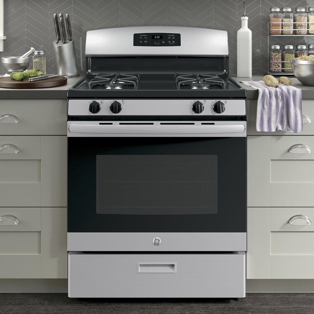 GE Appliances 4.8 Cu. Ft. Freestanding Gas Range in Stainless Steel, , large