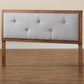 Baxton Studio Abner King Panel Headboard with Light Gray Fabric in Walnut Brown, , large