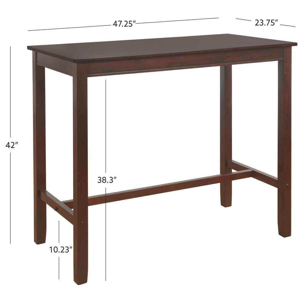 Linon Home Decor Claridge Bar Height Pub Table in Rich Brown - Table Only, , large