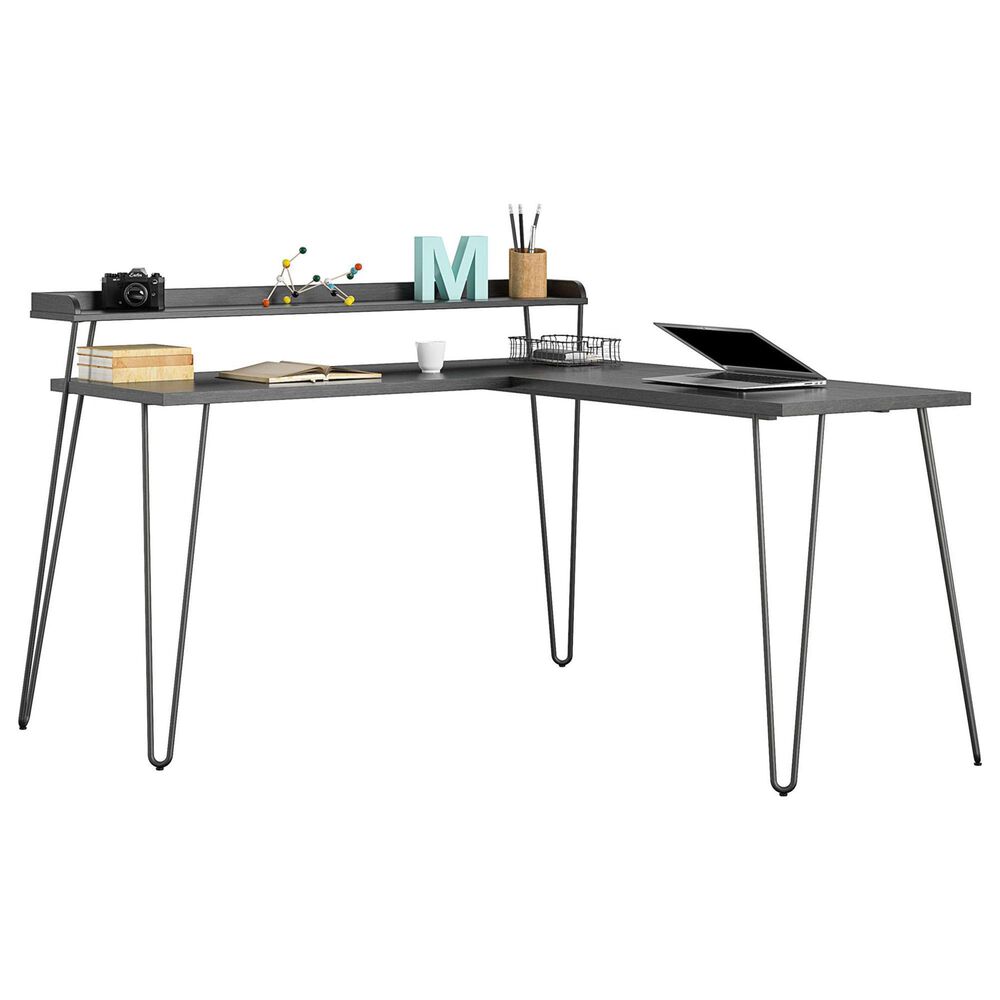 DHP Deacon L-Desk in Black Oak, , large