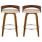 LumiSource Grotto 26" Swivel Counter Stool with Cream Faux Leather Upholstery in Walnut and Chrome (Set of 2), , large