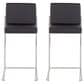 Lumisource Fuji High Back Counter Stool with Black Faux Leather Cushion in Stainless Steel (Set of 2), , large
