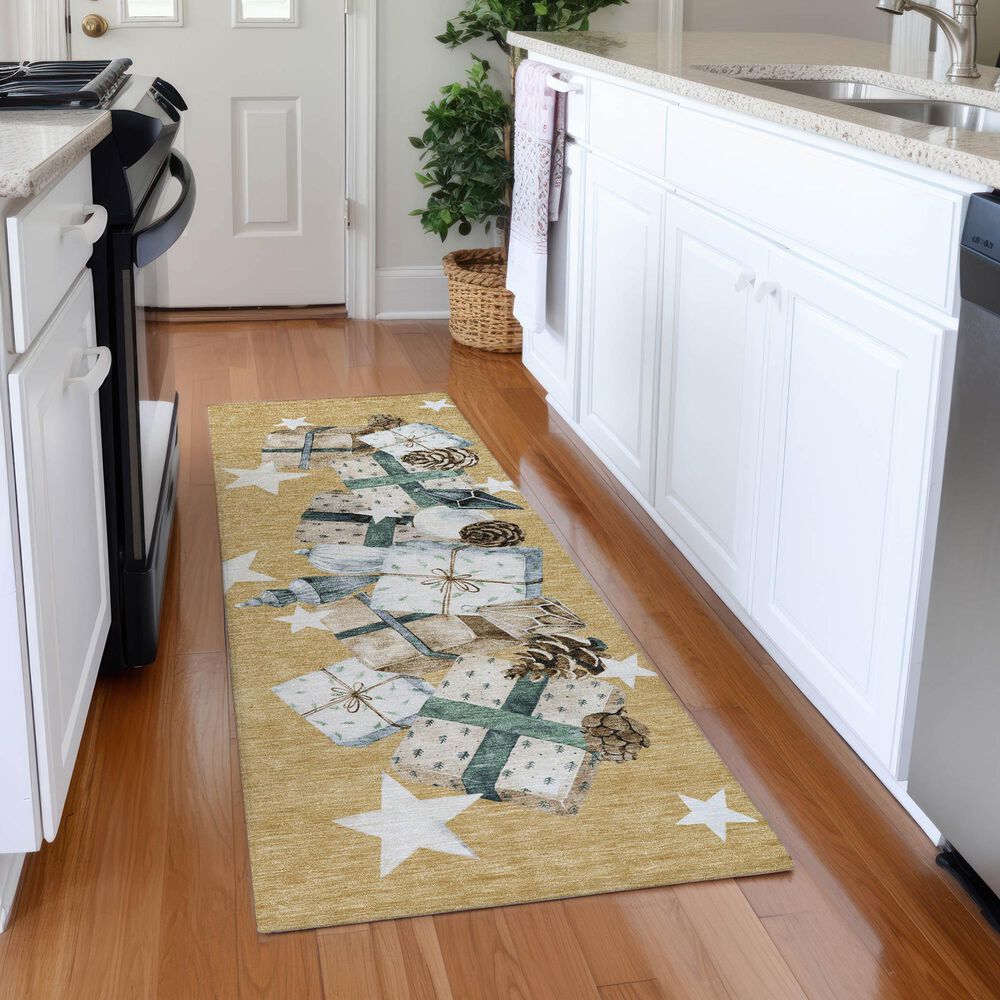Dalyn Rug Company Wonderland WN33 2&#39;3&quot; x 7&#39;6&quot; Gold Indoor/Outdoor Runner, , large