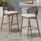 Hearth and Haven 30" Outdoor Barstool with Teak Frame in Light Gray (Set of 2), , large
