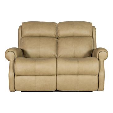 Bernhardt McGwire Power Motion Leather Loveseat in Light Taupe, , large