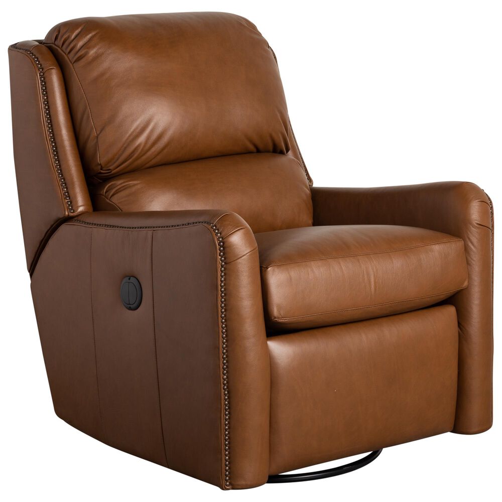 Smith Brothers Swivel Glider Power Recliner in Camel Brown Nebraska