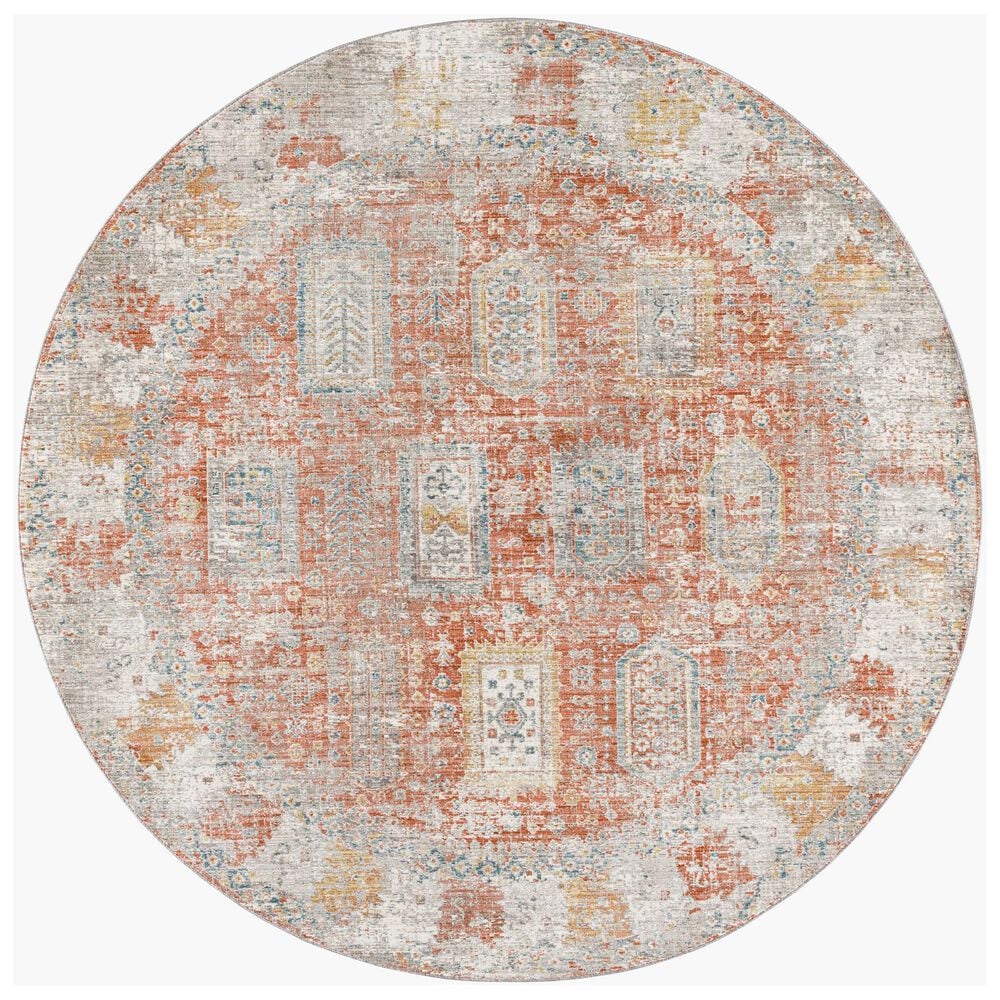 Surya Carlisle CSI2314 5&#39;3&quot; Round Brick Red, Off-White, Medium Gray, Olive, Dark Blue and Dark Brown Area Rug, , large