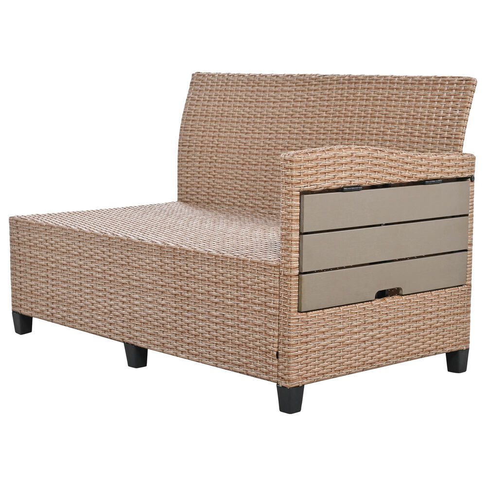 HOMLUX 5-Piece Outdoor Conversation Set with 2 Extendable Side Tables and Brown Rattan in Light Gray, , large