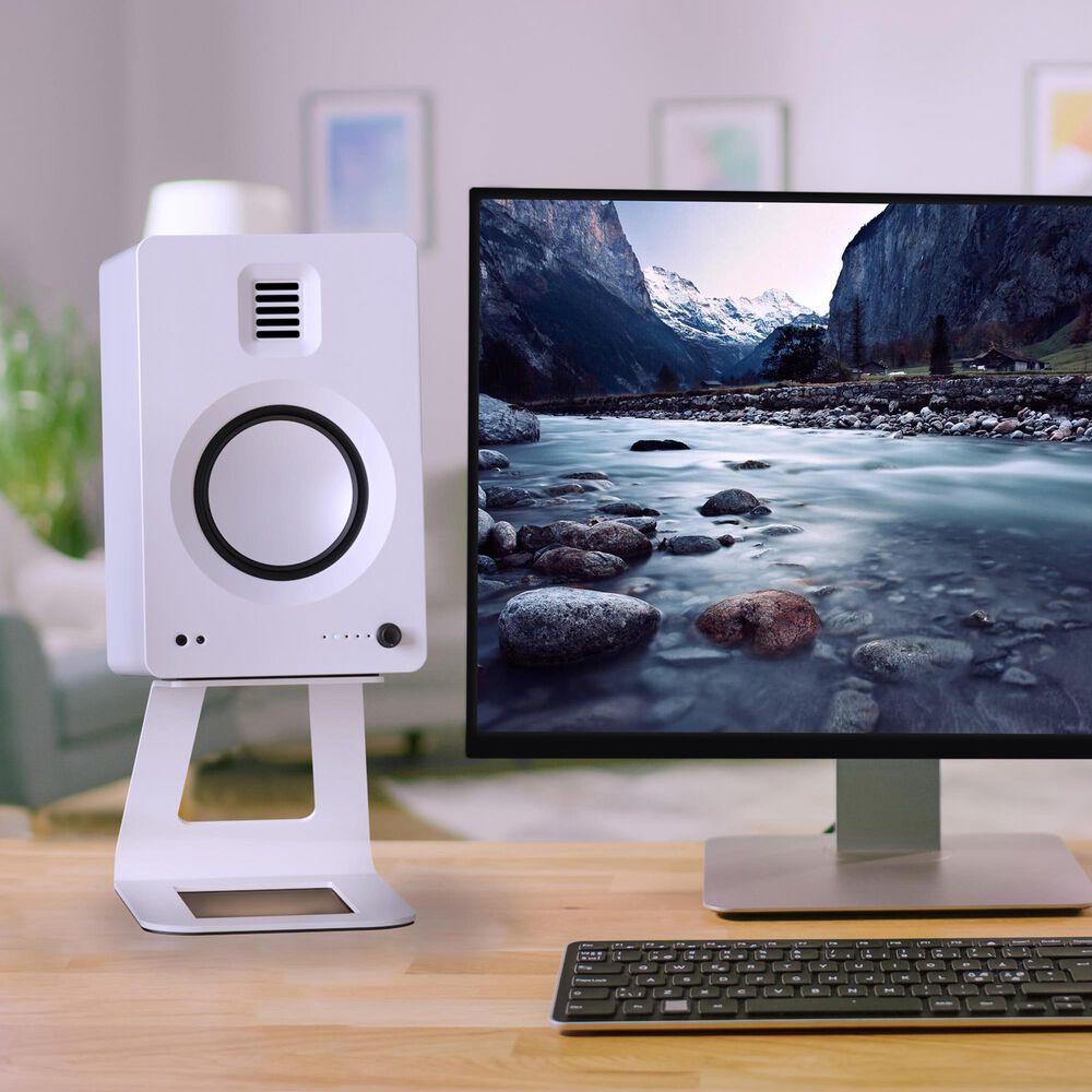 Kanto Elevated Desktop Speaker Stand for Large Speakers in White (Set of 2), , large