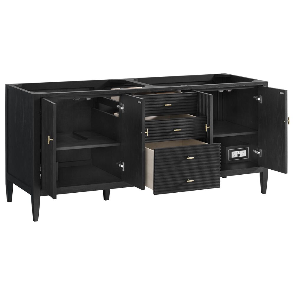 James Martin Vanities Myrrin 72&quot; Double Vanity in Carbon Oak with 3 cm Carrara White Marble Top, , large