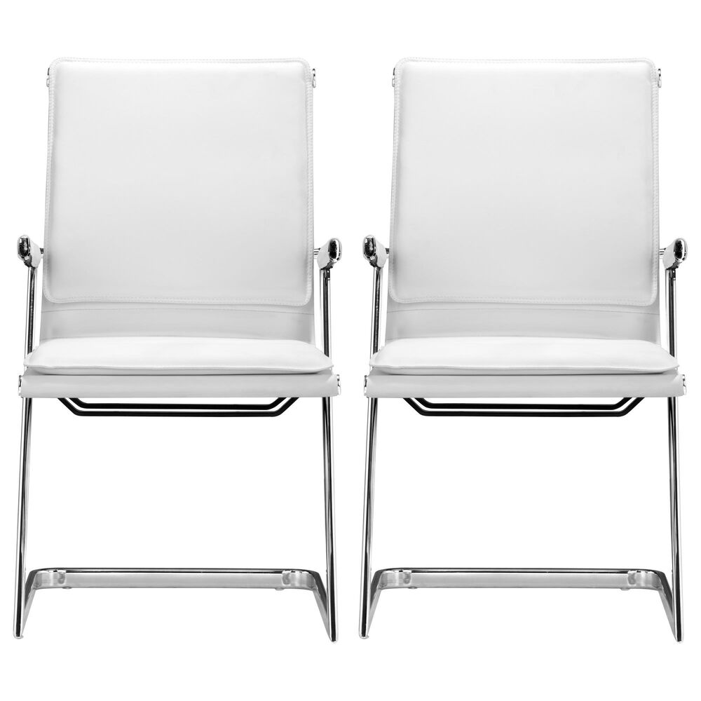 Zuo Modern Lider Plus Conference Chair in White and Silver &#40;Set of 2&#41;, , large