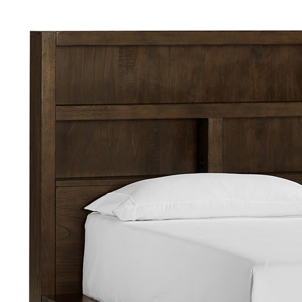 Riva Ridge Modern Loft King Bookcase Platform Bed in Brownstone, , large