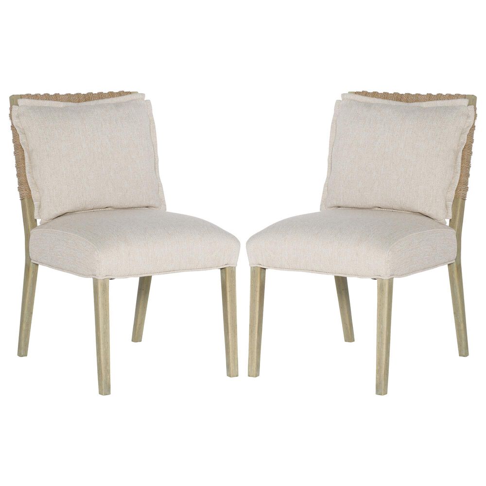 Hooker Furniture Surfrider Woven Back Side Chair with Beige Cushion in Driftwood (Set of 2), , large