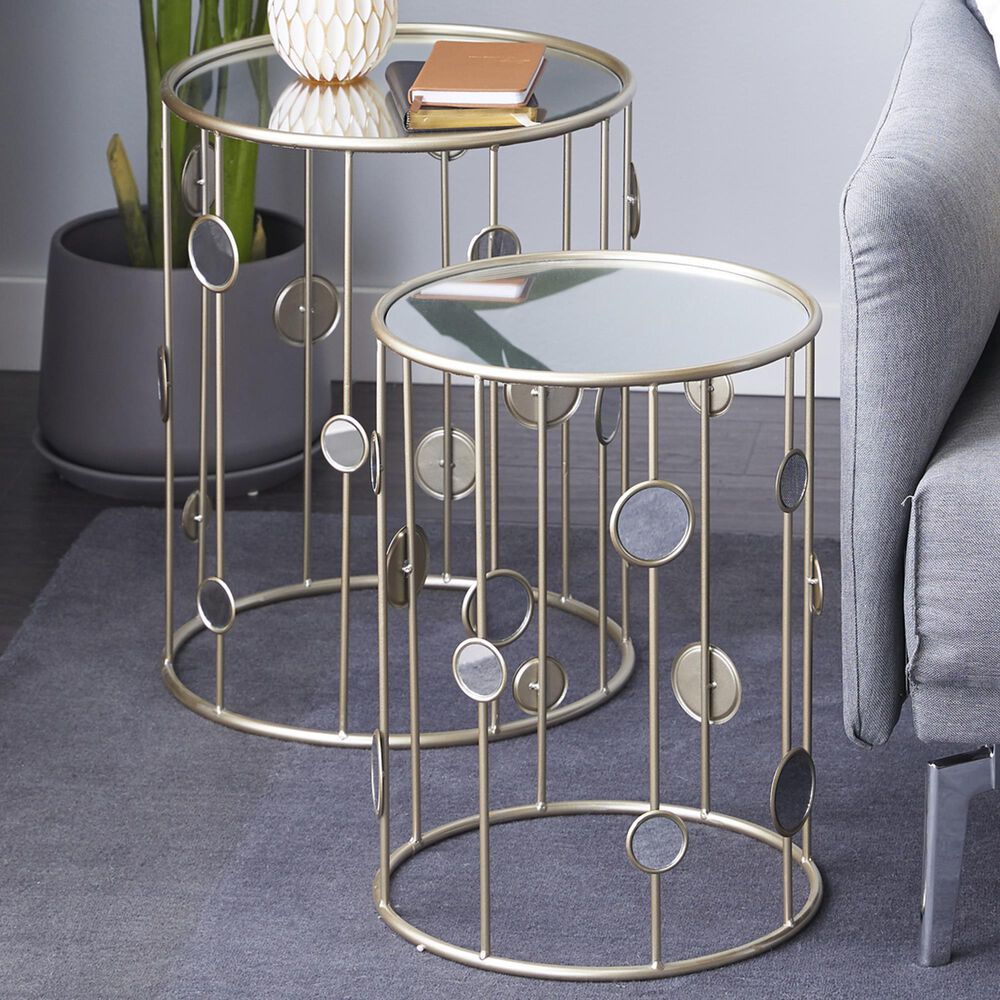 Maple and Jade Contemporary Accent Table in Gold &#40;Set of 2&#41;, , large