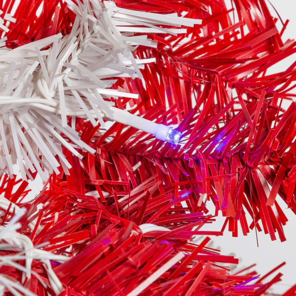 The Gerson Company 24&quot; Pre-Lit Artificial Pine Christmas Wreath with Multicolor LED Lights in Red and White, , large