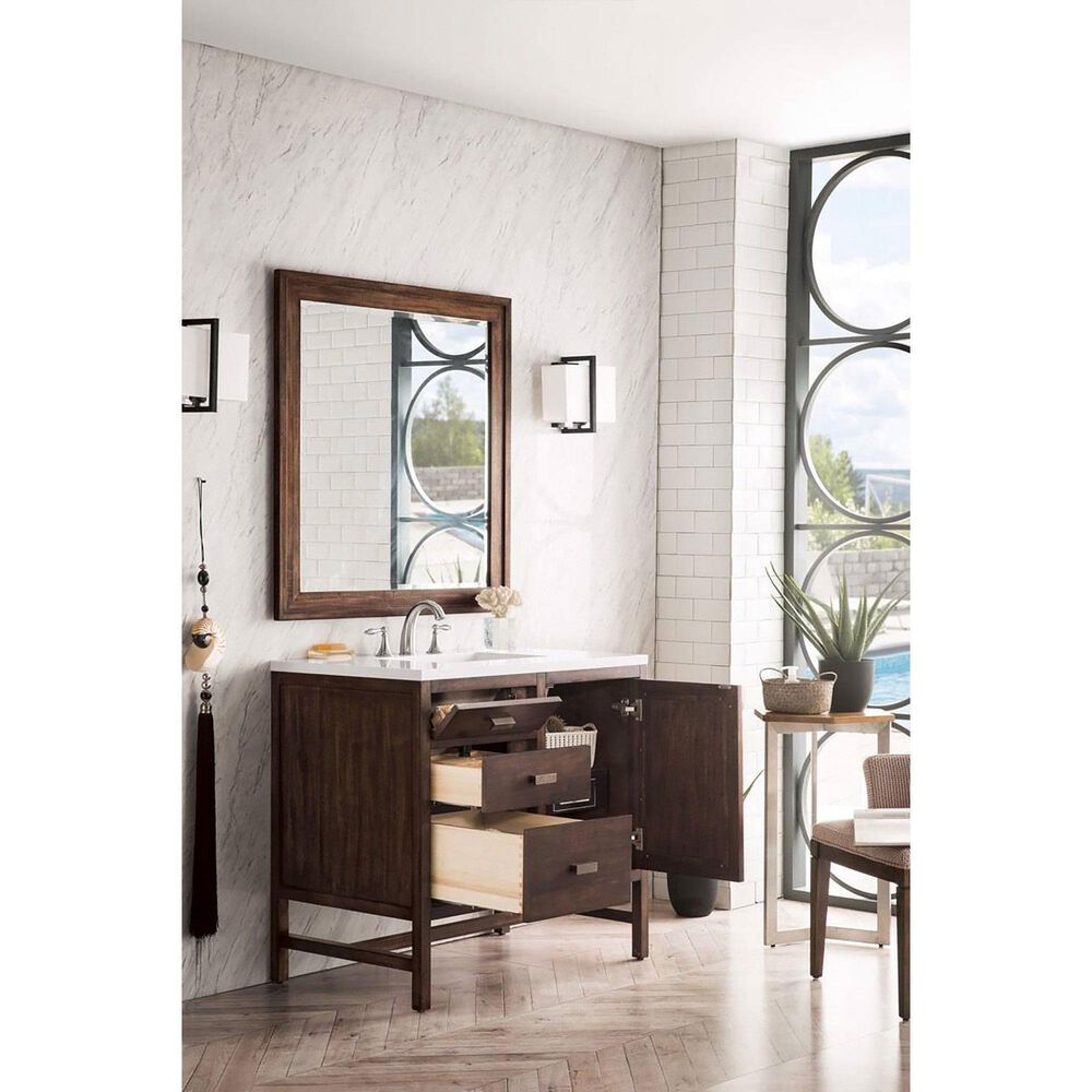 James Martin Vanities Addison 36" Rectangular Mirror in Mid Century Acacia, , large