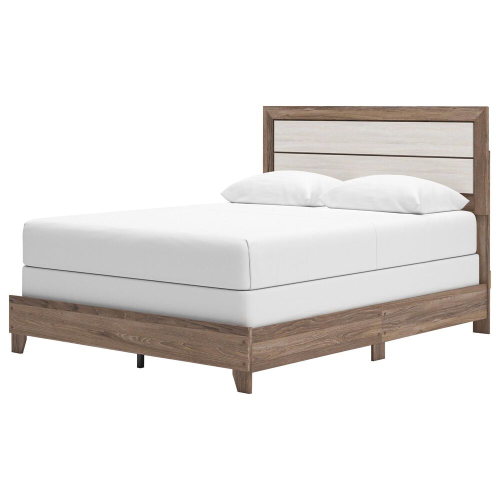 Ashley Sharnari Queen Panel Bed in Warm Gray, Brown and Antique White, , large