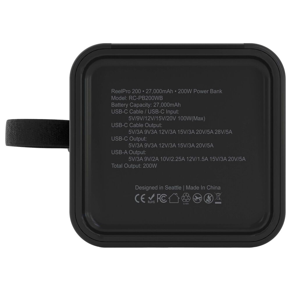 ReelCharge 27,000 mAh Power Bank with Integrated Cable and Smart Display in Charcoal, , large